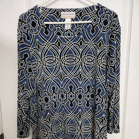 Alfred Dunner Tunic Top 1X 3/4 Sleeve Boatneck - Picture 1 of 3